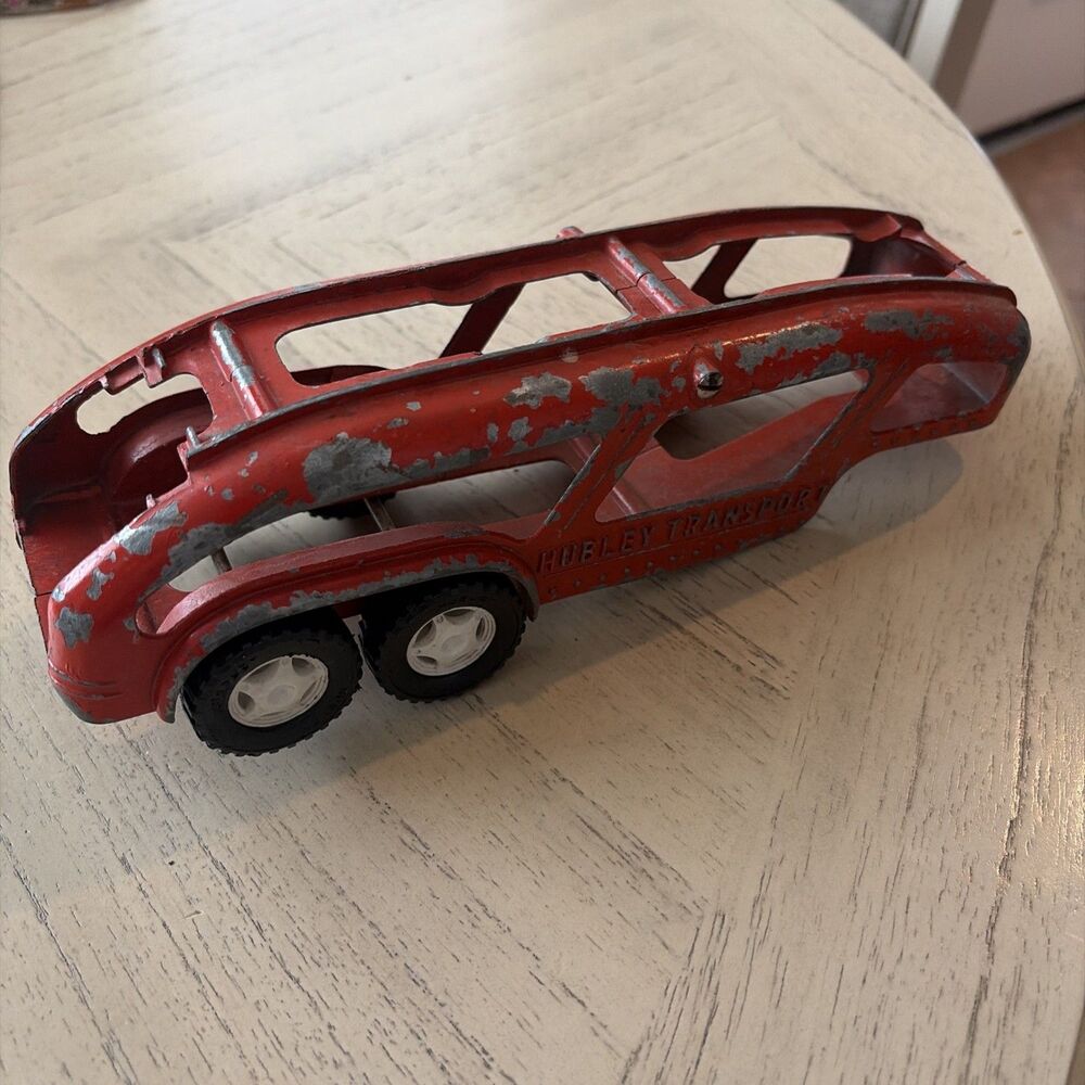 VINTAGE HUBLEY TRANSPORT RED AUTO CAR HAULER CARRIER - TRAILER ONLY